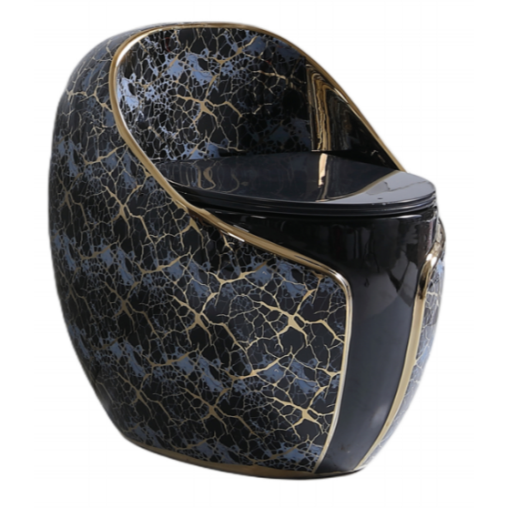 Custom Bathroom Suite with Black and Gold Marble Effect (1)